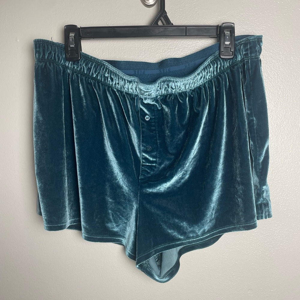 PINK Victoria's Secret Dark Green Velvet Shorts